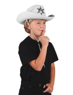 Chapeau de shérif junior blanc - de haute qualité, idéal pour le carnaval, les fêtes à thème et les événements spéciaux